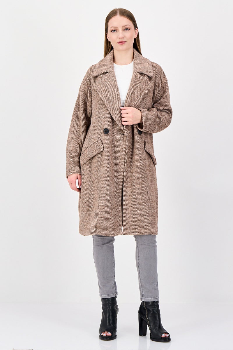 BCBGeneration Women Herringbone Trench Coat, Brown - Image 2
